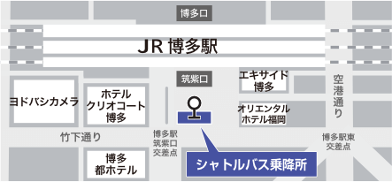 博多駅発シャトルバス乗り場の図